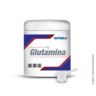 Imagem frontal do pote da Glutamina Granel